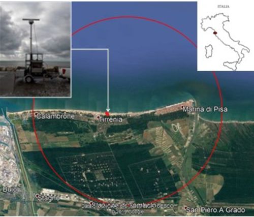 Foto di Marina di Pisa con il dettaglio del wave radar mobile