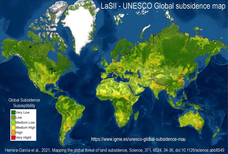 Da Herrera-García et al., 2021, Mapping the global threat of land subsidence, Science, Vol. 371, Issue 6524, pp. 34-36, DOI:10.1126/science.abb8549 Da Herrera-García et al., 2021, Mapping the global threat of land subsidence, Science, Vol. 371, Issue 6524, pp. 34-36, DOI:10.1126/science.abb8549