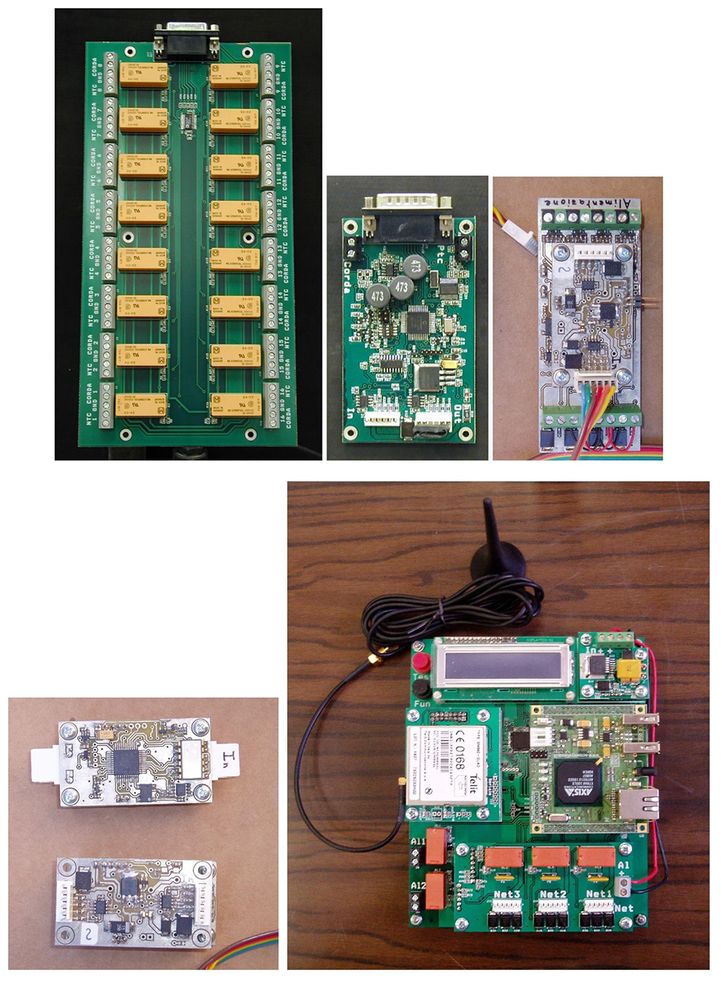 Signal conditioners for vibrating cords, multiplexers, voltmeters, clinometers and Data-Loggers designed and manufactured at the IGG-CNR laboratory, used for carrying out automatic monitoring systems