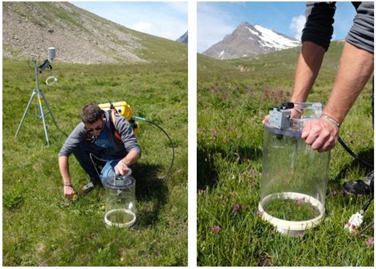 Misure in campo di flussi di gas, praterie del Nivolet, Parco Nazionale del Gran Paradiso 