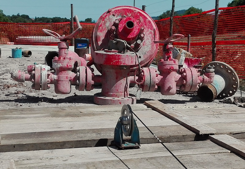 Well logging in progress in “Scansano SC-1” (Grosseto province, Italy) geothermal gradient well (250 m deep)