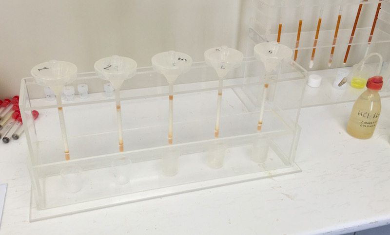 Funnel columns for Sm and Nd separation from other REEs